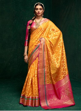 Integral Cotton Silk Woven Mustard Trendy Saree