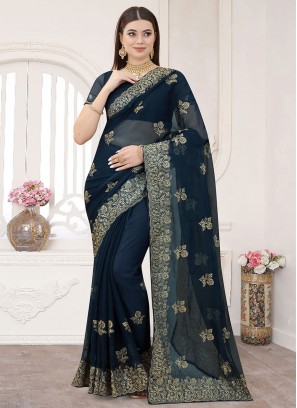 Integral Embroidered Festival Designer Saree