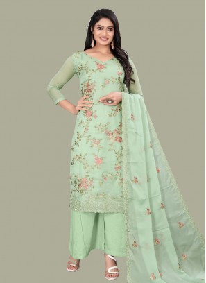 Integral Embroidered Green Trendy Salwar Suit 