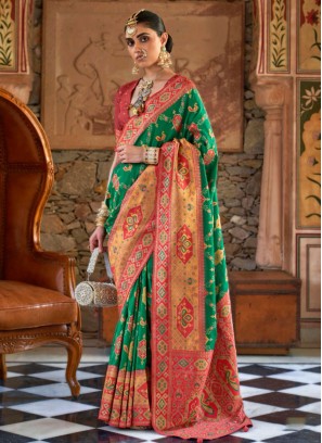 Integral Green Weaving Contemporary Saree