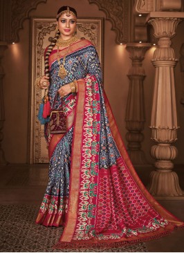 Integral Navy Blue Contemporary Style Saree