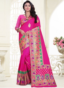 Integral Pink Weaving Banarasi Silk Designer Saree