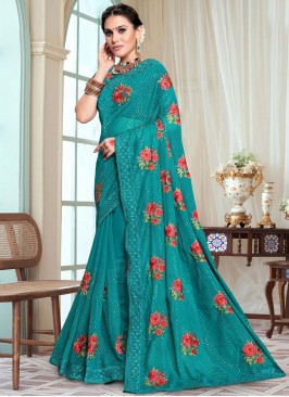 Integral Sequins Georgette Rama Classic Saree