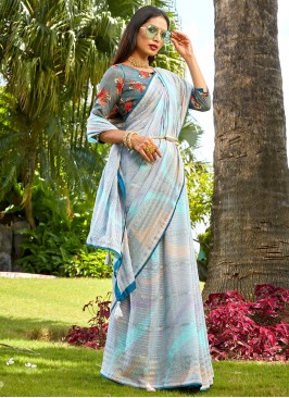 Integral Swarovski Blue Saree