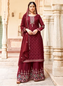 Integral Wine Palazzo Salwar Kameez