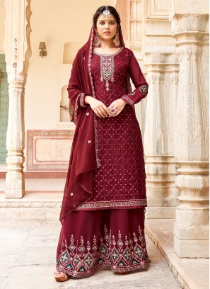 Integral Wine Palazzo Salwar Kameez