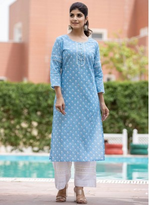 Intricate Aqua Blue Ceremonial Designer Kurti