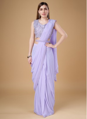 Intricate Embroidered Lavender Classic Saree