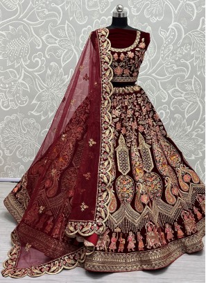 Intricate Velvet Wedding Trendy Lehenga Choli