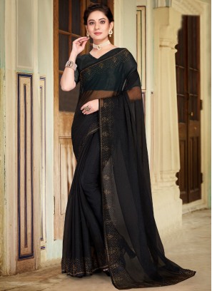 Intriguing Chiffon Black Trendy Saree