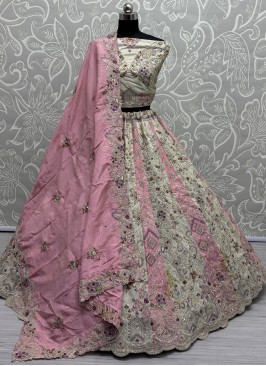 Intriguing Embroidered Silk Designer Long Lehenga Choli