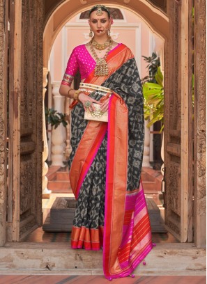 Intriguing Printed Multi Colour Silk Contemporary Saree