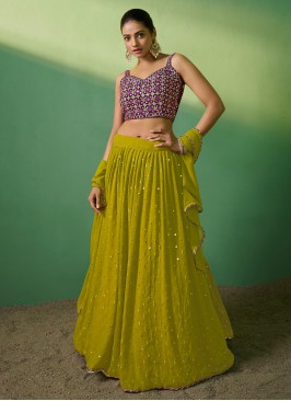 Intriguing Sequins Green Trendy Lehenga Choli