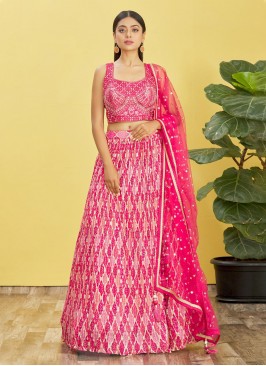 Intrinsic Pink Sequins Chinon Long Choli Lehenga