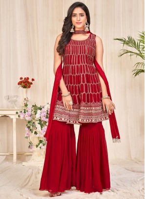 Intrinsic Red Pakistani Salwar Kameez