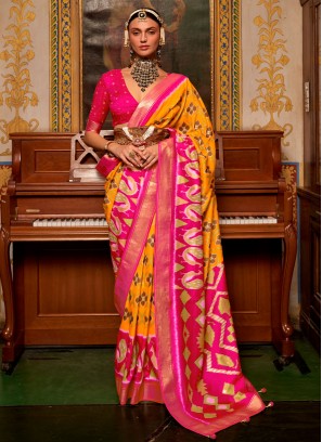 Intrinsic Weaving Patola Silk  Contemporary Style Saree