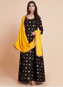 Intrinsic Woven Black Art Silk Designer Gown
