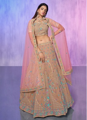 Invaluable Embroidered Brown Designer Lehenga Choli