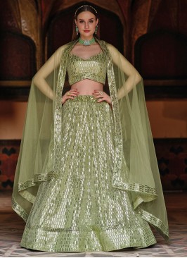 Invaluable Green Wedding A Line Lehenga Choli