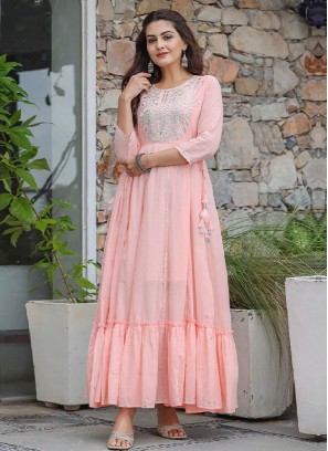 Invigorating Cotton Mehndi Readymade Gown