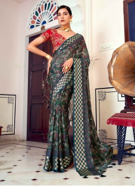 Invigorating Foil Print Printed Saree