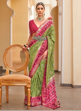 Invigorating Patola Silk  Green Classic Saree