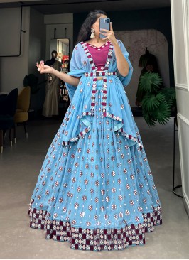 Irresistible Aqua Blue Sequins Georgette Trendy Lehenga Choli