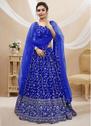 Irresistible Blue Georgette Lehenga Choli