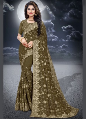 Irresistible Green Resham Silk Classic Saree