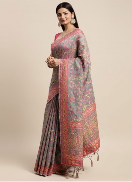 Irresistible Grey Woven Cotton Silk Saree