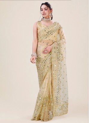 Irresistible Net Gold Classic Saree