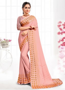 Irresistible Pink Swarovski Traditional Saree