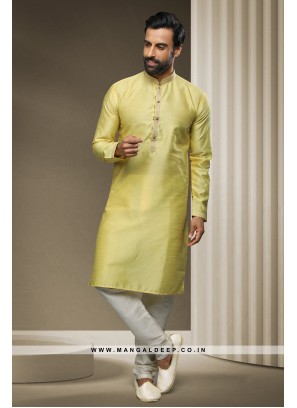 Jacquard Silk Brocade Kurta Pyjama with Pintex Work