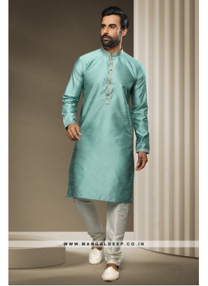 Jacquard Silk Brocade Kurta Pyjama with Pintex Work