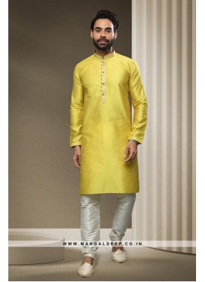 Jacquard Silk Brocade Kurta Pyjama with Pintex Work