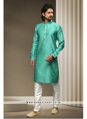 Jacquard Silk Brocade Kurta Pyjama with Pintex Work