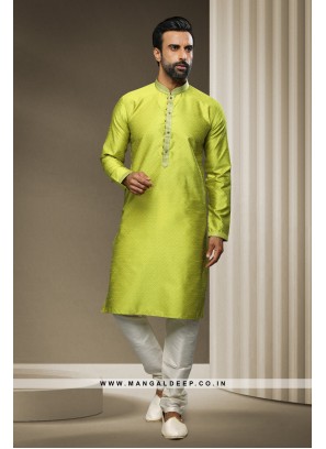 Jacquard Silk Two Shade Brocade Kurta Pyjama with Pintex Work