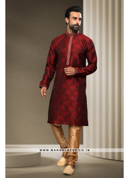 Jacquard Silk Brocade Kurta Pyjama with Pintux, an