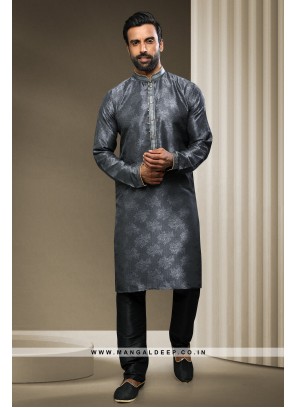Jacquard Silk Brocade Kurta Pyjama with Pintex Work