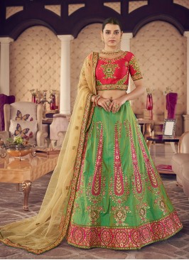 Jacquard Silk Green Zari Designer Lehenga Choli