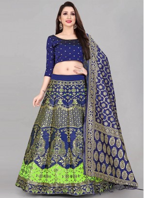 Jacquard Trendy Lehenga Choli in Navy Blue