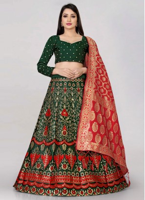 Jacquard Work Jacquard Trendy Lehenga Choli in Green