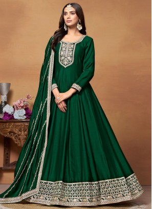 Jazzy Art Silk Green Sequins Designer Salwar Kameez