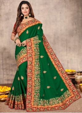 Jazzy Green Sangeet Designer Traditional Saree