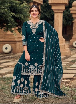 Jazzy Green Sequins Designer Pakistani Suit