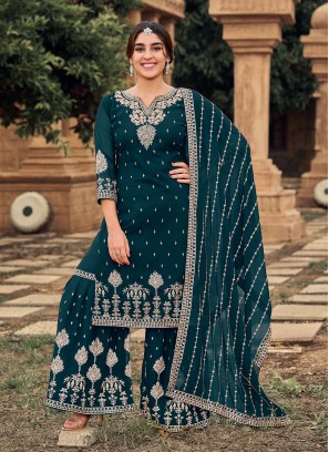 Jazzy Green Sequins Designer Pakistani Suit
