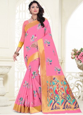 Jazzy Pink Weaving Classic Saree
