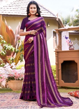 Jazzy Purple Woven Fancy Fabric Trendy Saree