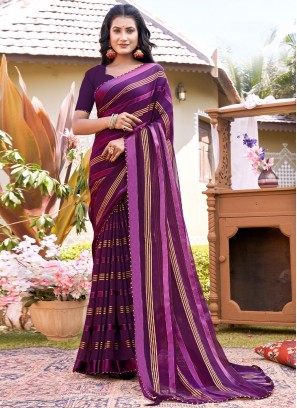 Jazzy Purple Woven Fancy Fabric Trendy Saree