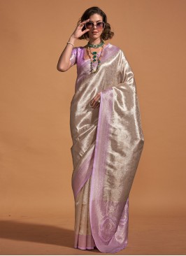 Kanjivaram Silk Grey Woven Saree